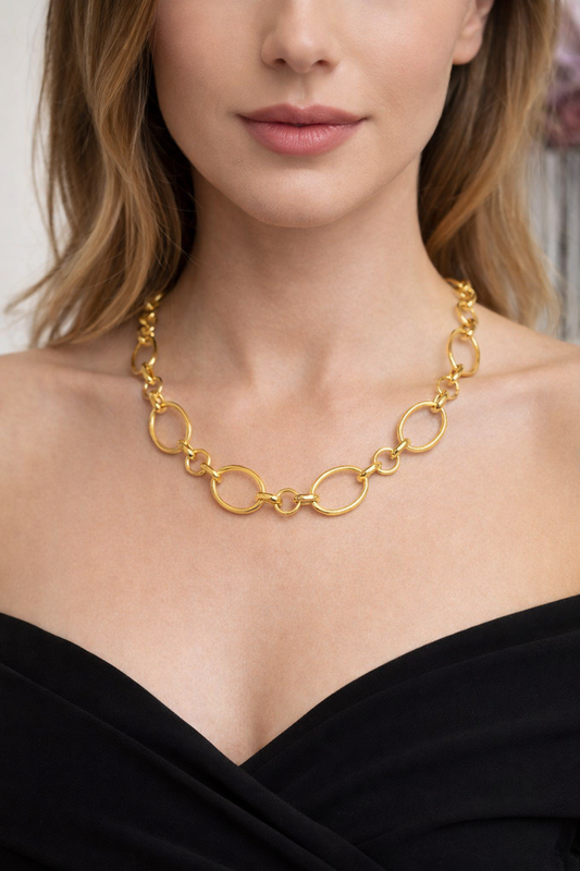 24K Gold Plated Chunky Chain Necklace: Bold Statement Jewelry