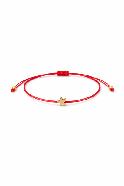 Red String Gold Star Bracelet – Minimalist Adjustable Kabbalah Bracelet