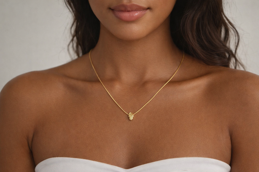 Hamsa Hand Necklace – 24K Gold Plated Brass Charm, Minimalist Fatima Necklace | Monnka
