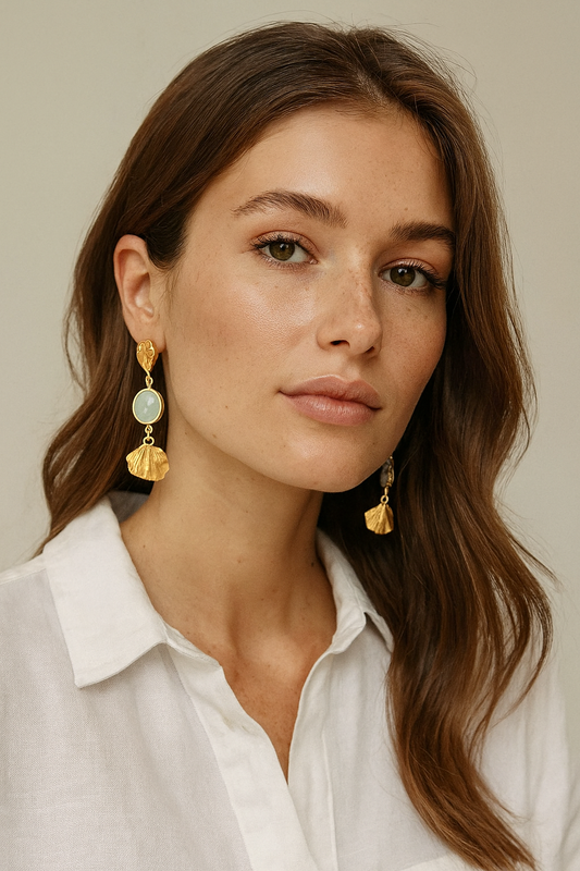 Aqua Leaf Drop Earrings