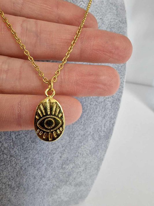 Gold Evil Eye Protection Necklace | Monnka