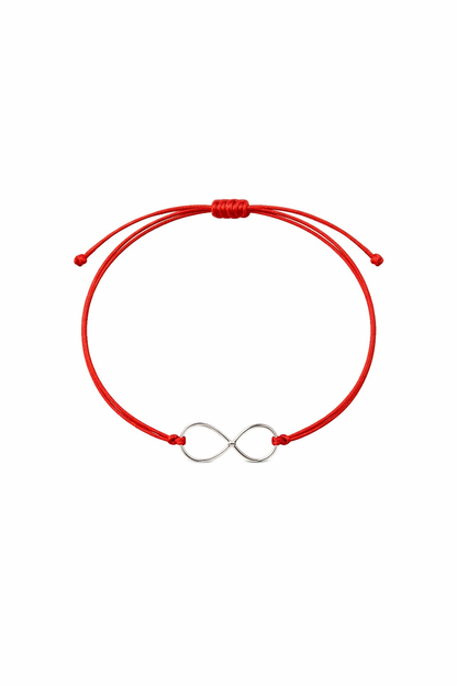 925 Sterling Silver Red String Infinity Bracelet – Minimalist Adjustable Kabbalah Bracelet