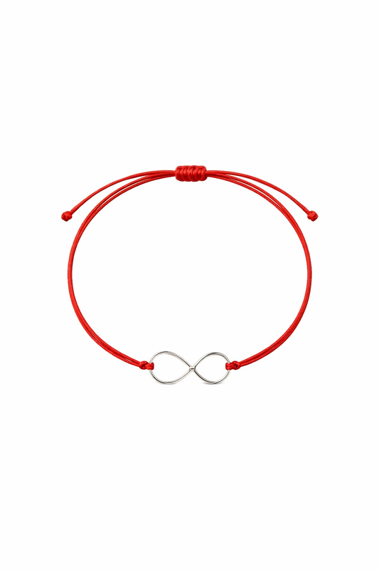 925 Sterling Silver Red String Infinity Bracelet – Minimalist Adjustable Kabbalah Bracelet