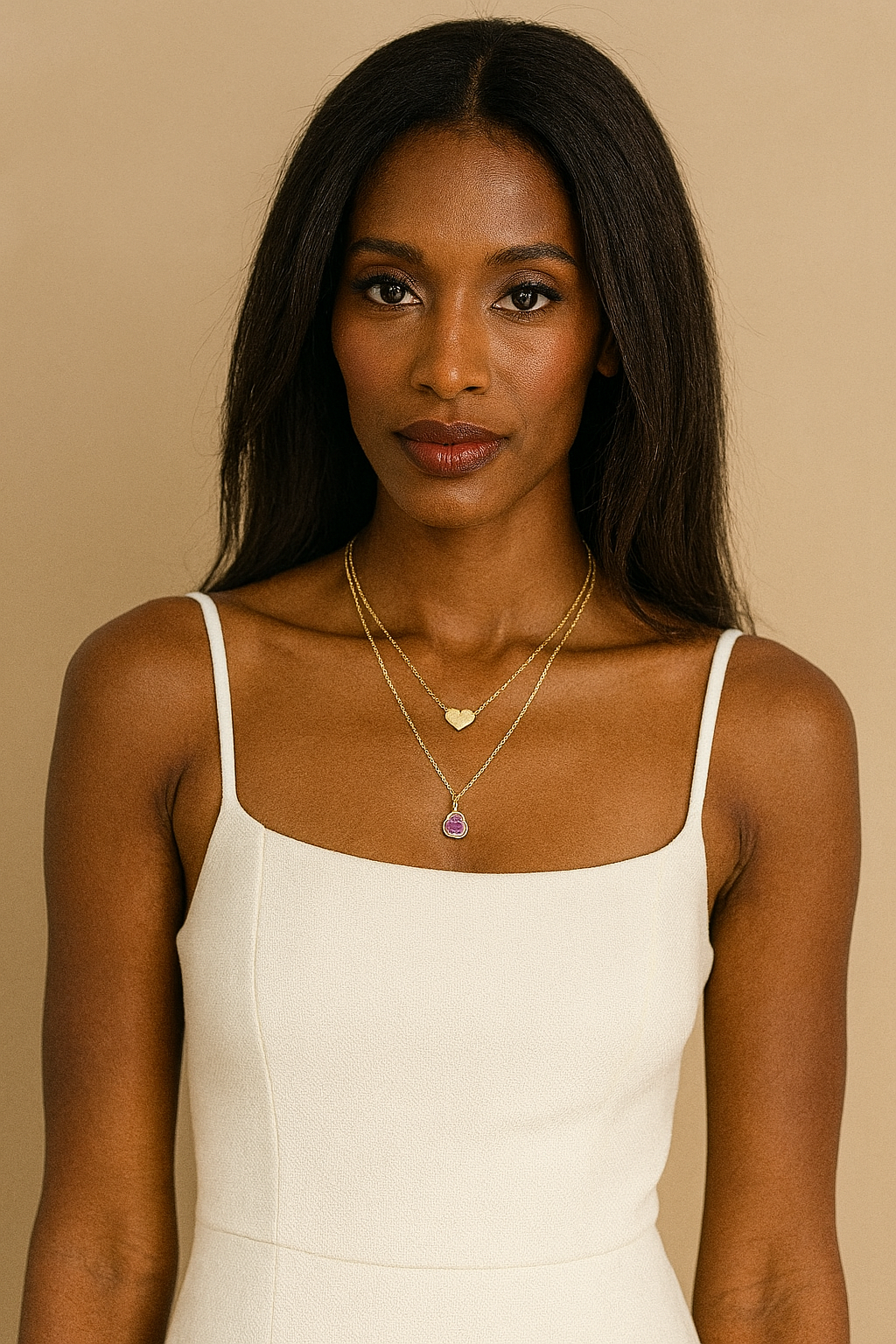 Set of 2 Lilac Glass Drop Necklaces – 14K Gold Filled Chain, Bezel Set Pendant | Monnka