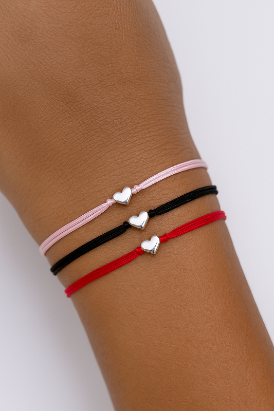 Silver Heart String Bracelet