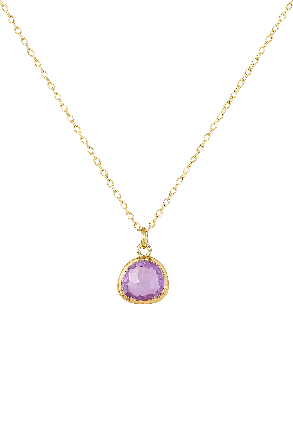 Set of 2 Lilac Glass Drop Necklaces – 14K Gold Filled Chain, Bezel Set Pendant | Monnka
