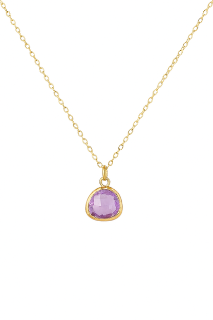 Set of 2 Lilac Glass Drop Necklaces – 14K Gold Filled Chain, Bezel Set Pendant | Monnka