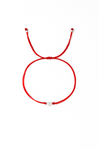 Silver Heart String Bracelet