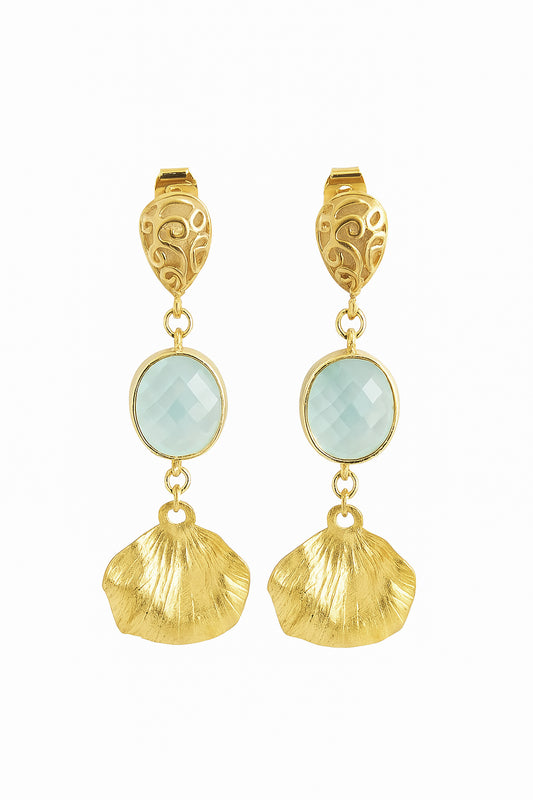 Aqua Leaf Drop Earrings