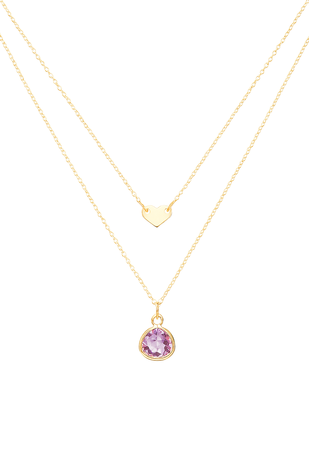 Set of 2 Lilac Glass Drop Necklaces – 14K Gold Filled Chain, Bezel Set Pendant | Monnka