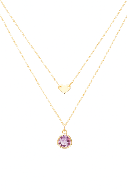 Set of 2 Lilac Glass Drop Necklaces – 14K Gold Filled Chain, Bezel Set Pendant | Monnka