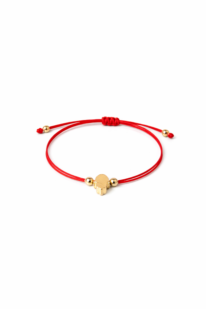Hamsa Red String Bracelet: Gold Fatima Hand Amulet, Kabbalah Jewelry