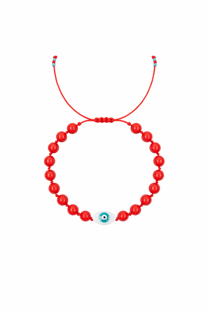 Red Agate Evil Eye Bracelet – Macrame Kabbalah Protection Bracelet, Adjustable Jewelry | Monnka