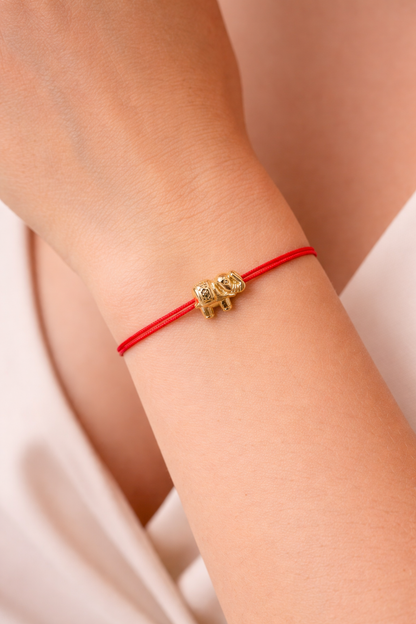 Red String Bracelet with Elephant Charm – Kabbalah Protection Amulet