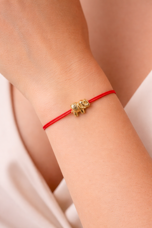 Red String Bracelet with Elephant Charm – Kabbalah Protection Amulet